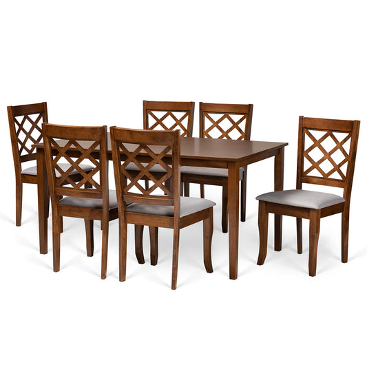 Baxton Studio - Verner Dining Set in Grey/walnut brown - RH330C-Grey/Walnut-DC-7PC Dining Set view 1