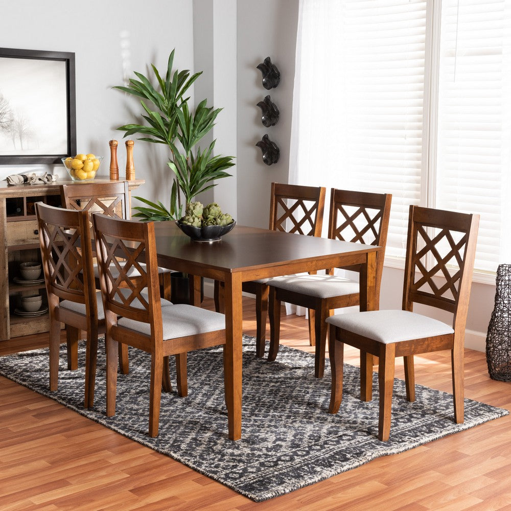 Baxton Studio - Verner Dining Set in Grey/walnut brown - RH330C-Grey/Walnut-DC-7PC Dining Set view 7