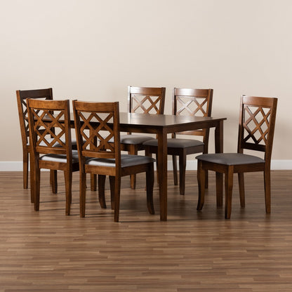 Baxton Studio - Verner Dining Set in Grey/walnut brown - RH330C-Grey/Walnut-DC-7PC Dining Set view 8