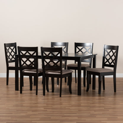 Baxton Studio - Verner Dining Set in Sand/Dark Brown - RH330C-Sand/Dark Brown-7PC Dining Set view 8