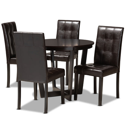 Baxton Studio - Vida Dining Set in Dark Brown - Vida-Dark Brown-5PC Dining Set view 1