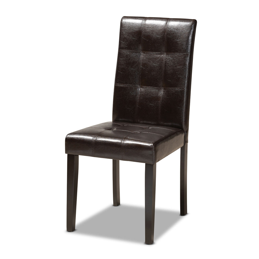 Baxton Studio - Vida Dining Set in Dark Brown - Vida-Dark Brown-5PC Dining Set view 2