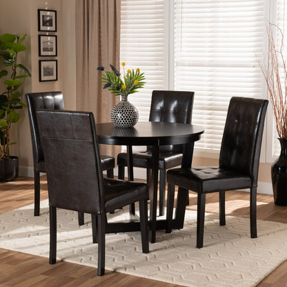 Baxton Studio - Vida Dining Set in Dark Brown - Vida-Dark Brown-5PC Dining Set view 7