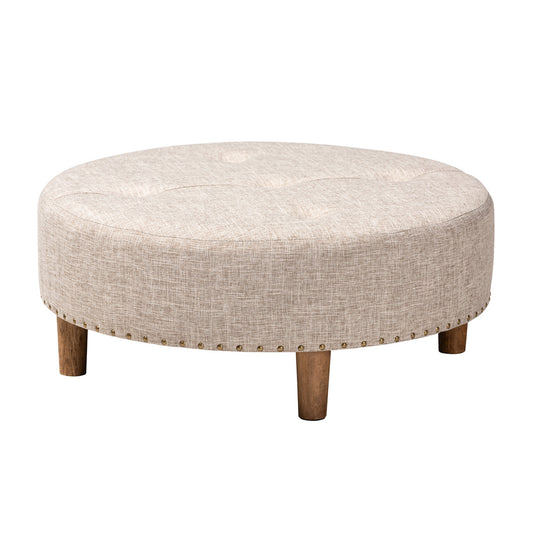 Baxton Studio - Vinet Ottoman in Beige - JY17A200-Beige-Otto view 1