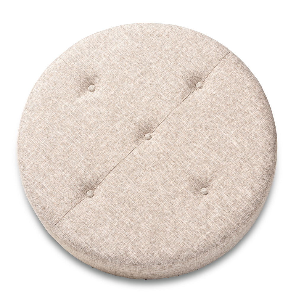 Baxton Studio - Vinet Ottoman in Beige - JY17A200-Beige-Otto view 2