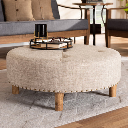Baxton Studio - Vinet Ottoman in Beige - JY17A200-Beige-Otto view 5