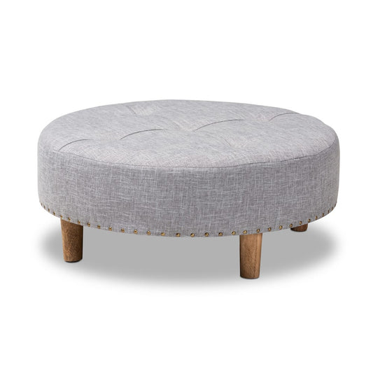 Baxton Studio - Vinet Ottoman in Gray - JY17A200-Light Grey-Otto view 1