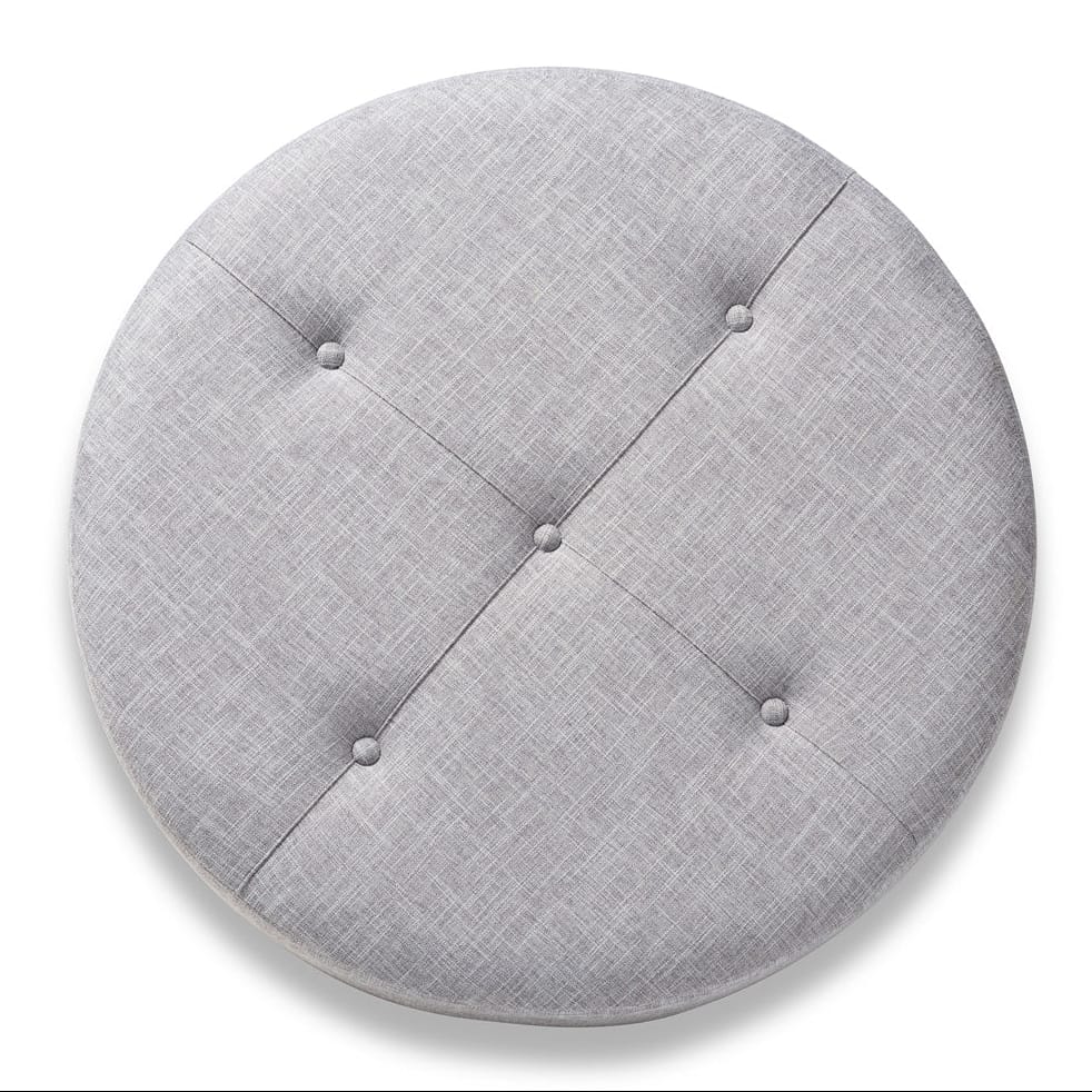 Baxton Studio - Vinet Ottoman in Gray - JY17A200-Light Grey-Otto view 2