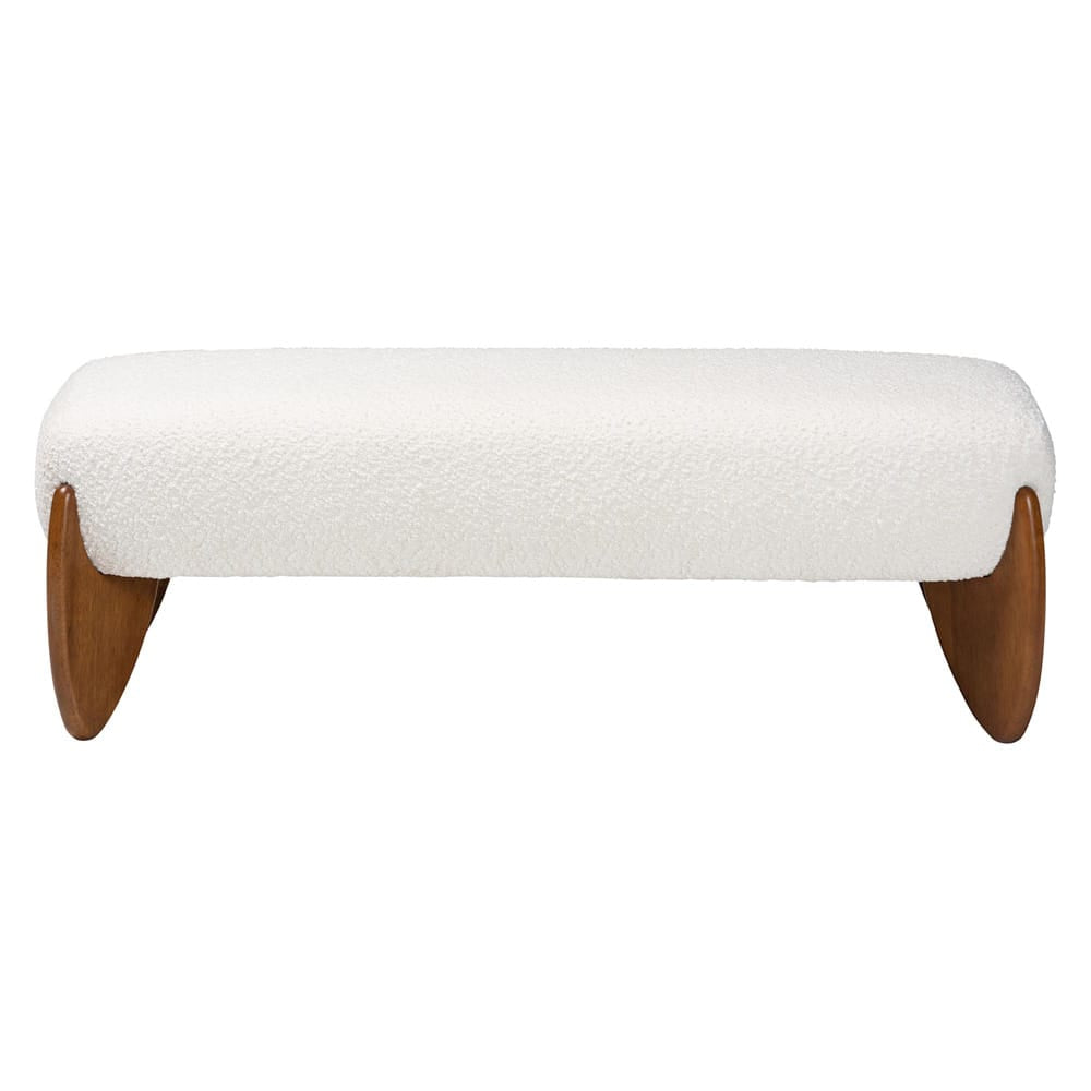 Baxton Studio - Vinicio Bench in Cream/Walnut Brown - BBT5520-Cream-Bench view 2