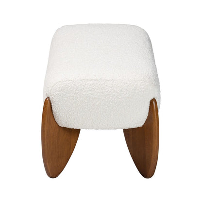 Baxton Studio - Vinicio Bench in Cream/Walnut Brown - BBT5520-Cream-Bench view 3