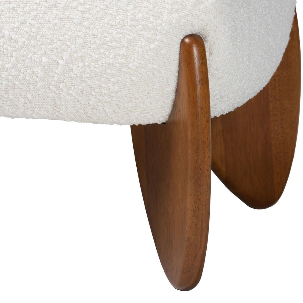 Baxton Studio - Vinicio Bench in Cream/Walnut Brown - BBT5520-Cream-Bench view 4