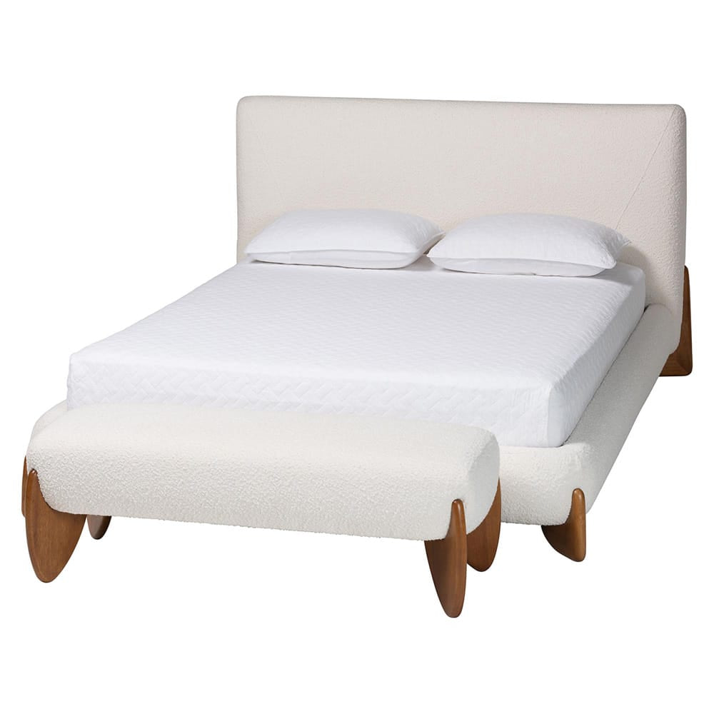 Baxton Studio - Vinicio King Bedroom Set in Cream/Walnut Brown - BBT61296-Cream-King 2PC Bedroom Set view 1