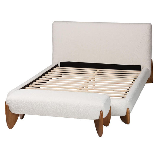 Baxton Studio - Vinicio King Bedroom Set in Cream/Walnut Brown - BBT61296-Cream-King 2PC Bedroom Set view 2