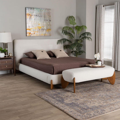 Baxton Studio - Vinicio King Bedroom Set in Cream/Walnut Brown - BBT61296-Cream-King 2PC Bedroom Set view 8
