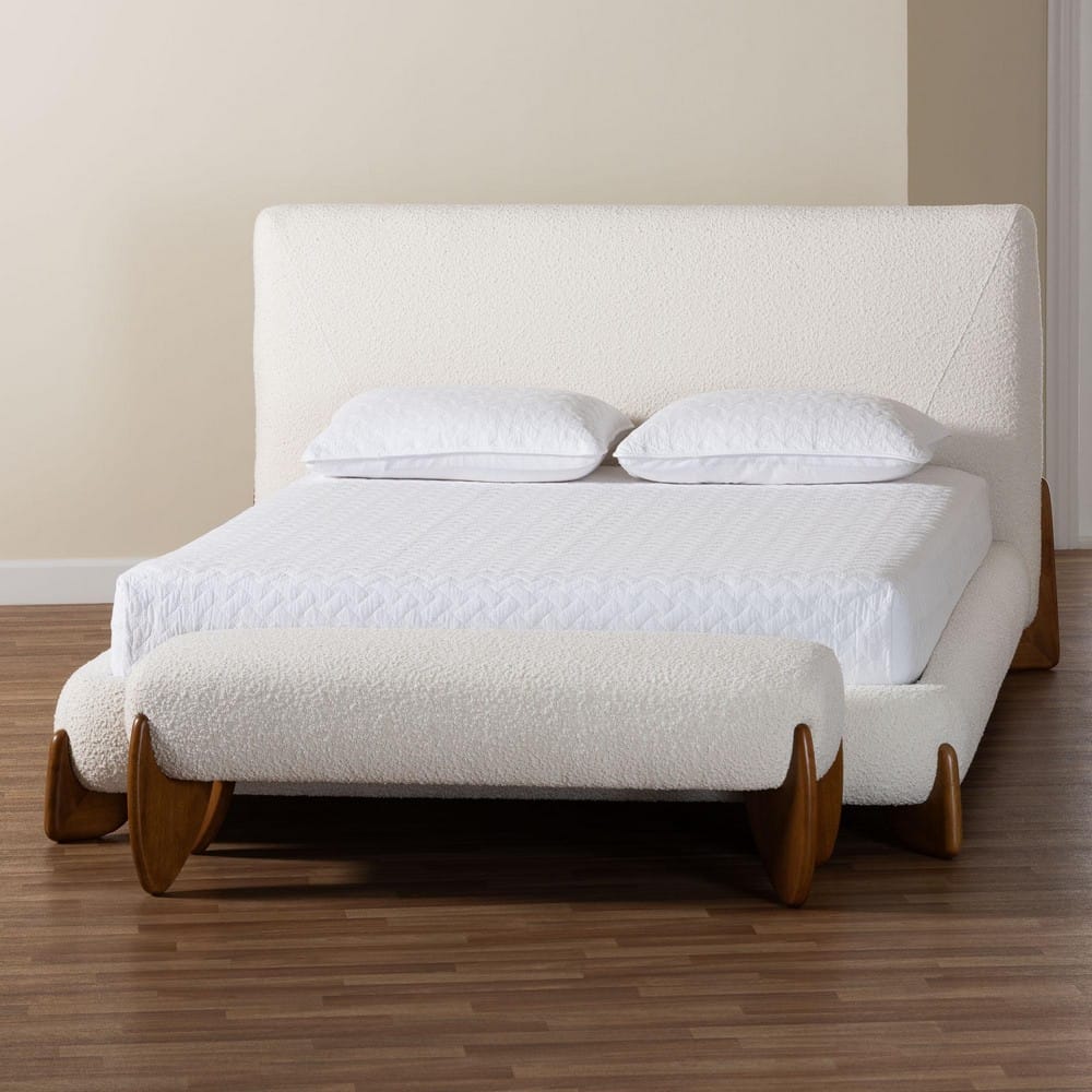 Baxton Studio - Vinicio King Bedroom Set in Cream/Walnut Brown - BBT61296-Cream-King 2PC Bedroom Set view 9