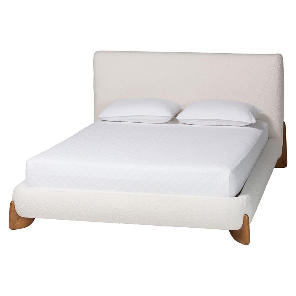 Baxton Studio - Vinicio Queen Size Bed in Cream/Walnut Brown - BBT61296-Cream-Queen view 1
