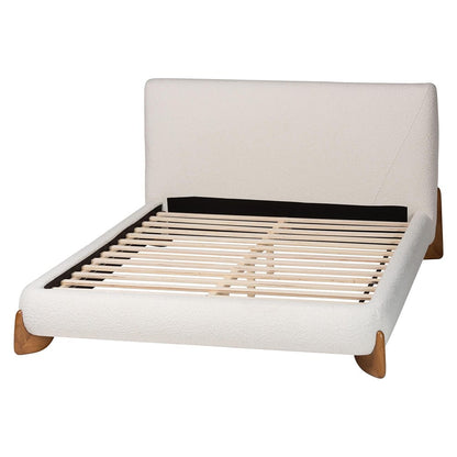 Baxton Studio - Vinicio Queen Size Bed in Cream/Walnut Brown - BBT61296-Cream-Queen view 3