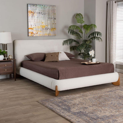 Baxton Studio - Vinicio Queen Size Bed in Cream/Walnut Brown - BBT61296-Cream-Queen view 7