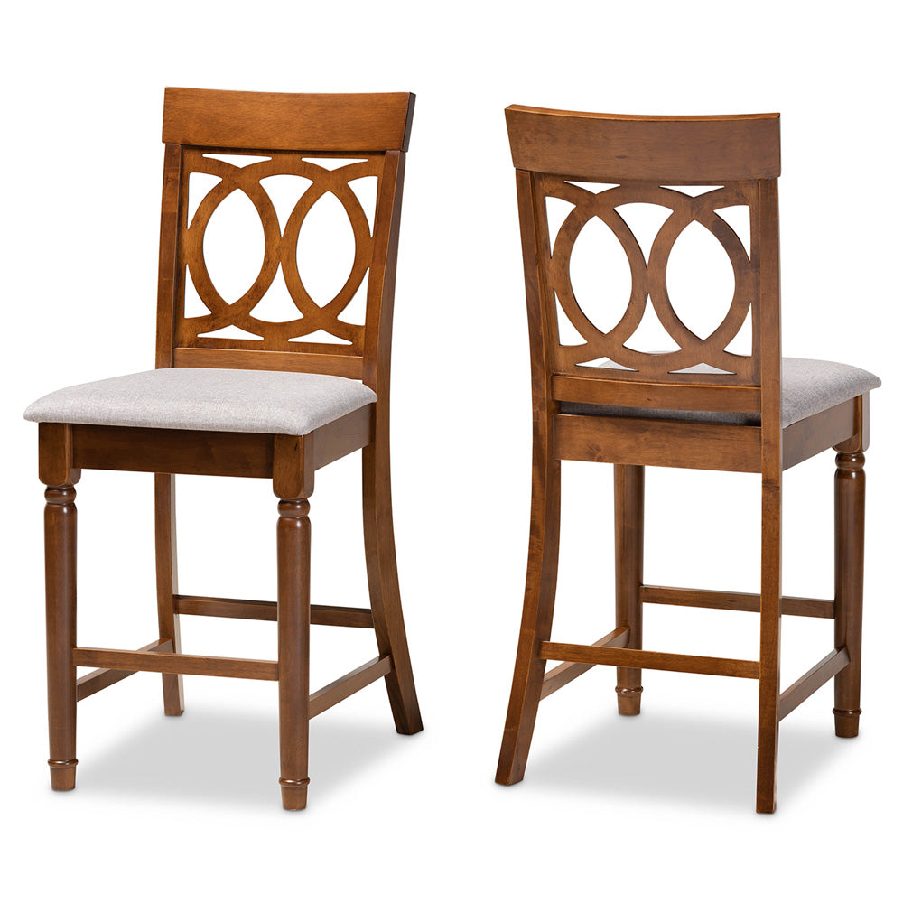 Baxton Studio - Violet Set of 2 Pub Stools in Grey/Walnut - RH323P-Grey/Walnut-PC view 1