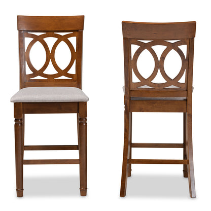 Baxton Studio - Violet Set of 2 Pub Stools in Grey/Walnut - RH323P-Grey/Walnut-PC view 2