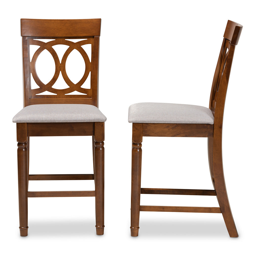 Baxton Studio - Violet Set of 2 Pub Stools in Grey/Walnut - RH323P-Grey/Walnut-PC view 3