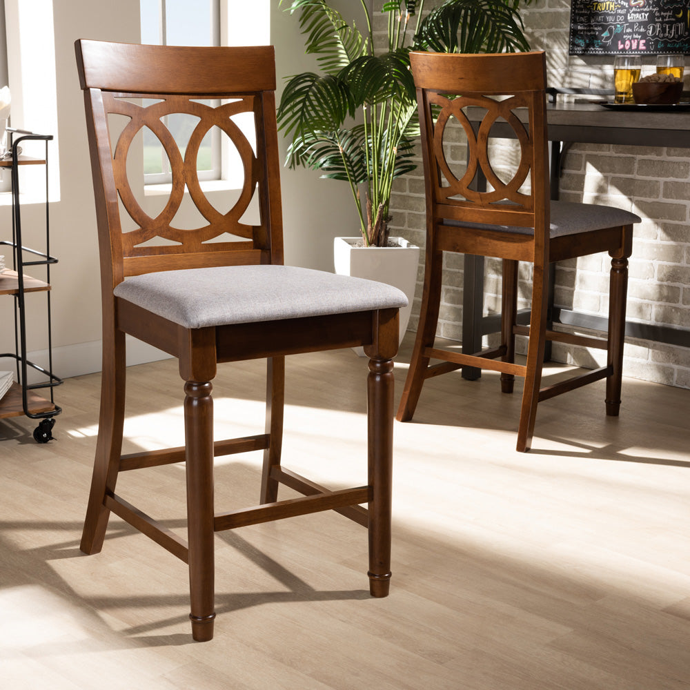 Baxton Studio - Violet Set of 2 Pub Stools in Grey/Walnut - RH323P-Grey/Walnut-PC view 6