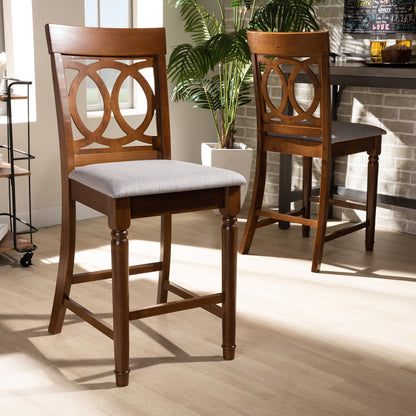 Baxton Studio - Violet Set of 2 Pub Stools in Grey/Walnut - RH323P-Grey/Walnut-PC view 6