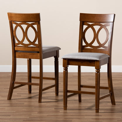 Baxton Studio - Violet Set of 2 Pub Stools in Grey/Walnut - RH323P-Grey/Walnut-PC view 7