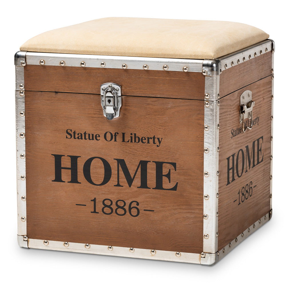 Baxton Studio - Violetta Storage Ottoman in Beige/Golden Oak - DSG17A102-Beige-Ottoman view 1