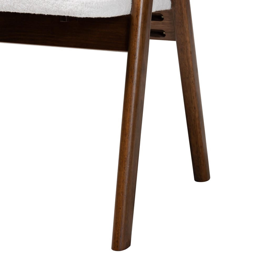 Baxton Studio - Virden Set of 2 Dining Chairs in White/Walnut Brown - Virden-White Boucle/Walnut-DC view 5