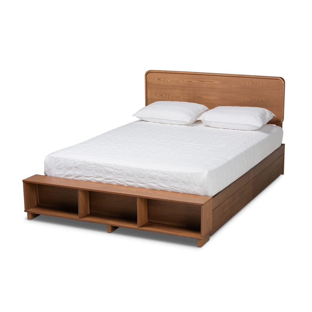 Baxton Studio - Vita Full Size Bed in Ash Walnut - Vita-Ash Walnut-Full view 1