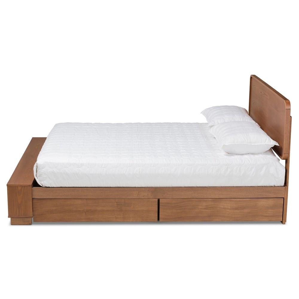 Baxton Studio - Vita Full Size Bed in Ash Walnut - Vita-Ash Walnut-Full view 3