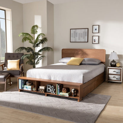 Baxton Studio - Vita Full Size Bed in Ash Walnut - Vita-Ash Walnut-Full view 9