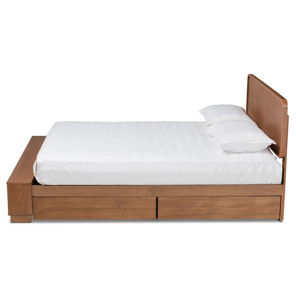 Baxton Studio - Vita Queen Size Bed in Ash Walnut - Vita-Ash Walnut-Queen view 3