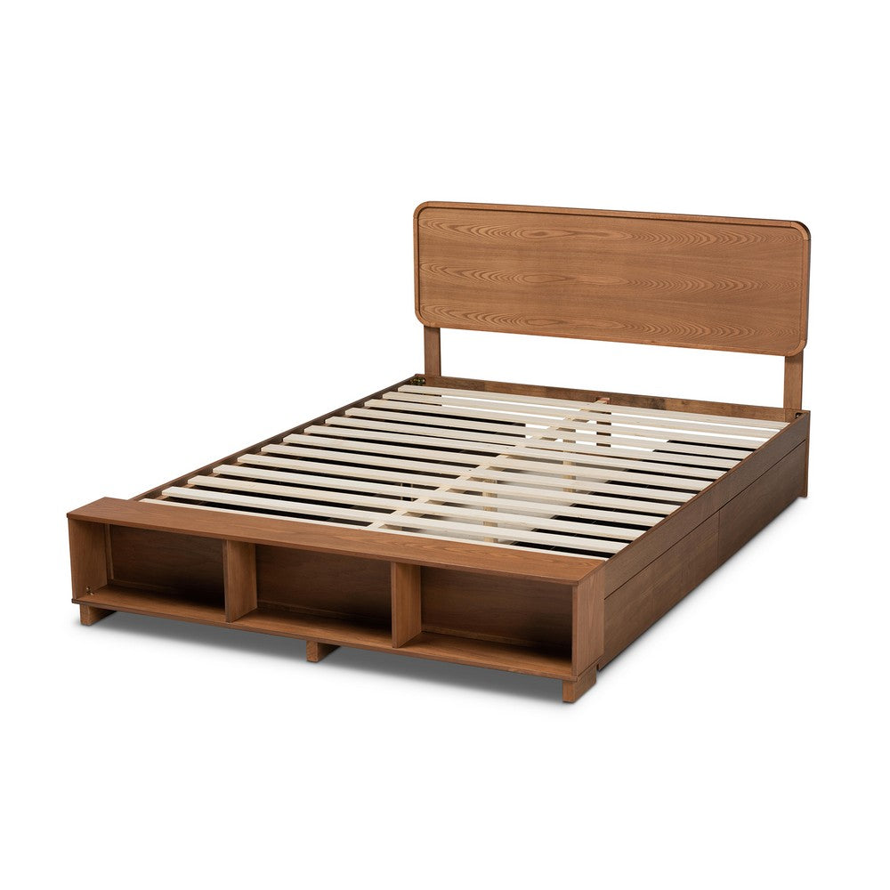 Baxton Studio - Vita Queen Size Bed in Ash Walnut - Vita-Ash Walnut-Queen view 4