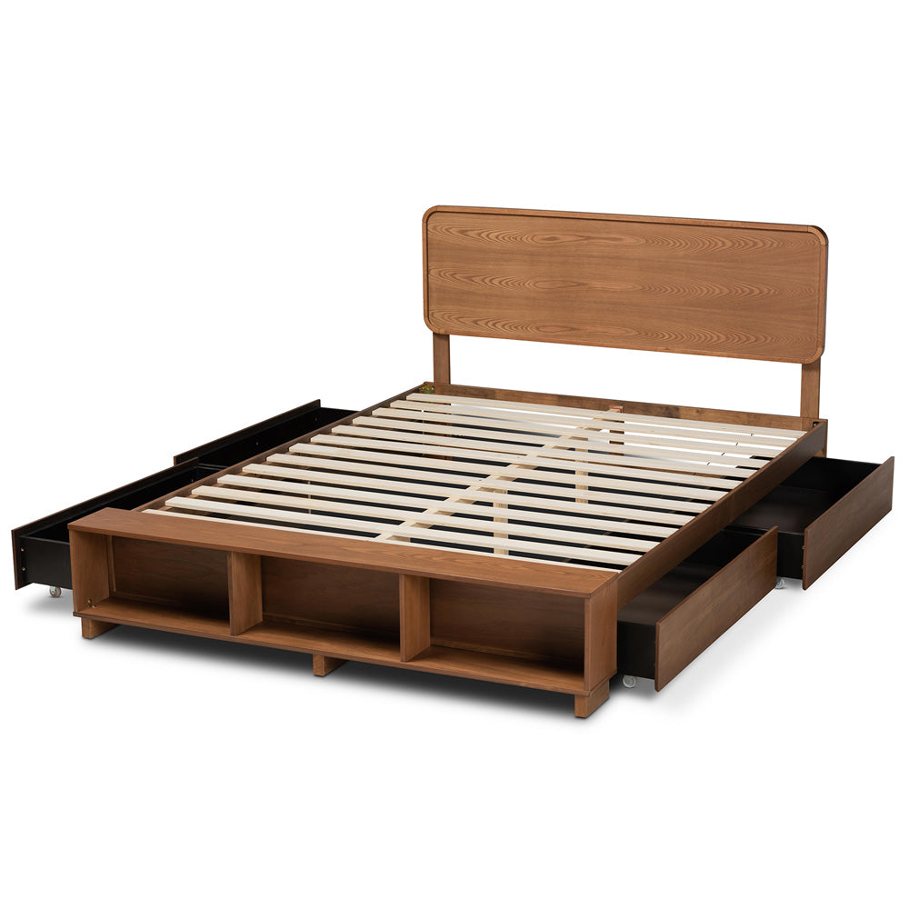 Baxton Studio - Vita Queen Size Bed in Ash Walnut - Vita-Ash Walnut-Queen view 5
