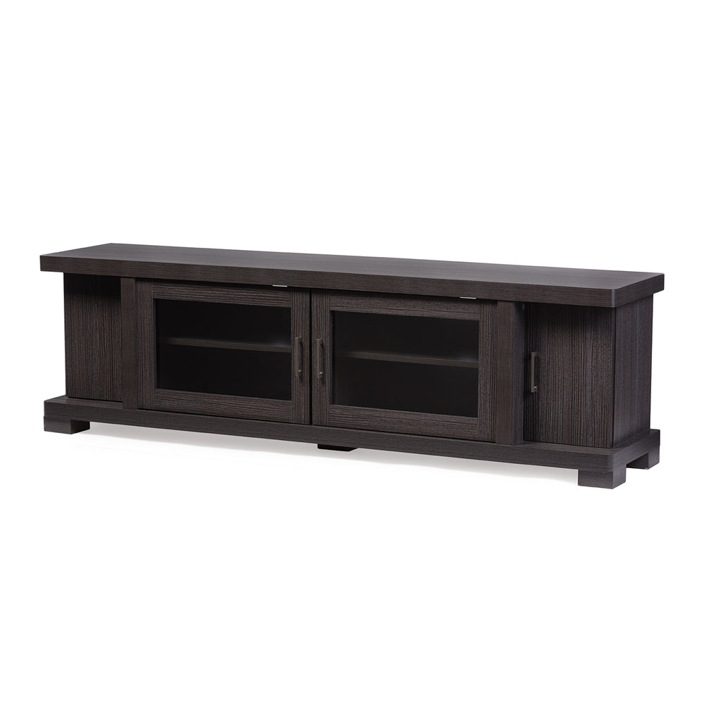 Baxton Studio - Viveka TV Stand in Grey/Dark Brown - TV838076-Embosse view 1