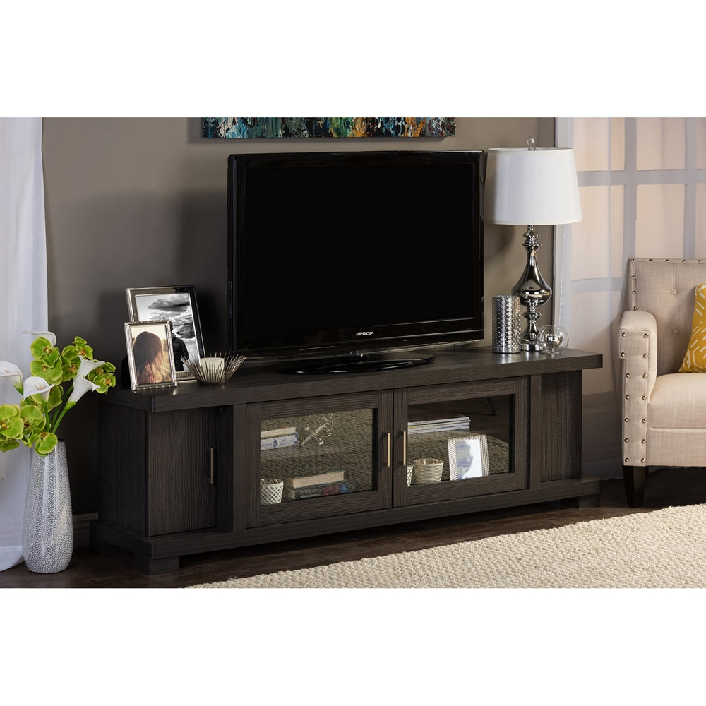 Baxton Studio - Viveka TV Stand in Grey/Dark Brown - TV838076-Embosse view 5