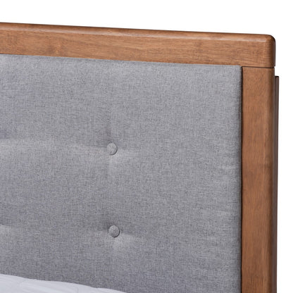Baxton Studio - Viviana King Size Bed in Light Gray/Walnut - Viviana-Light Grey/Ash Walnut-King view 4