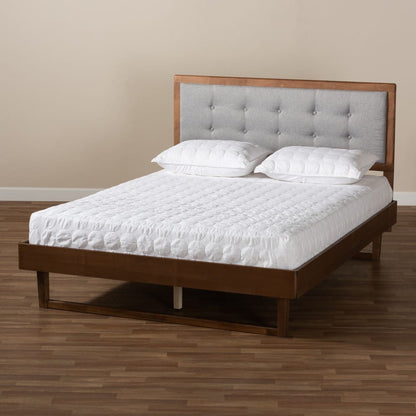 Baxton Studio - Viviana Queen Size Bed in Light Gray/Walnut - Viviana-Light Grey/Ash Walnut-Queen view 7