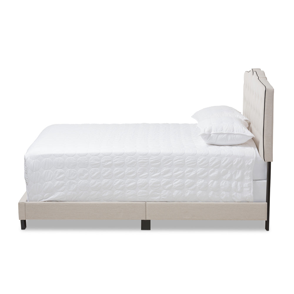 Baxton Studio - Vivienne Full Size Bed in Light Beige - CF8747-P-Light Beige-Full view 2