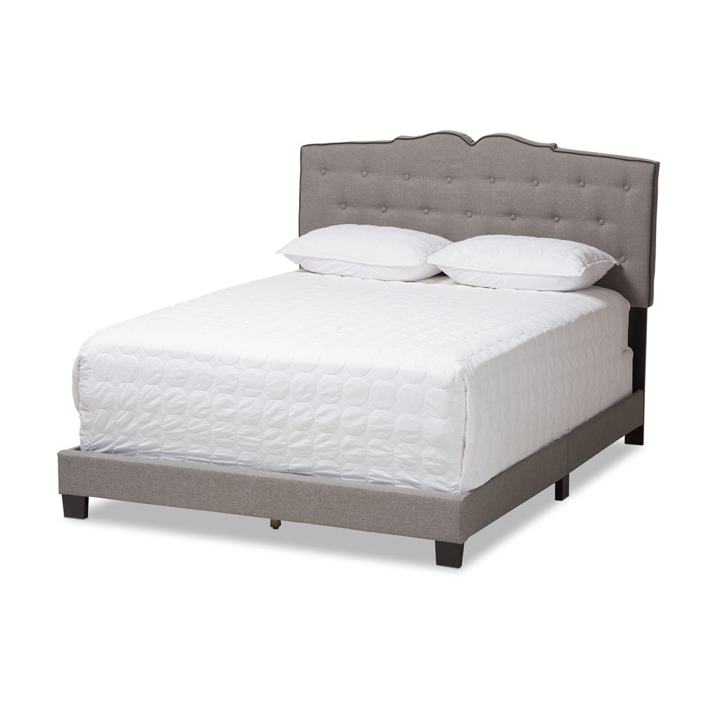 Baxton Studio - Vivienne Queen Size Bed in Light Grey - CF8747-P-Light Grey-Queen view 1