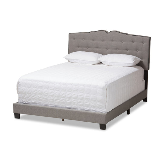 Baxton Studio - Vivienne Queen Size Bed in Light Grey - CF8747-P-Light Grey-Queen view 1
