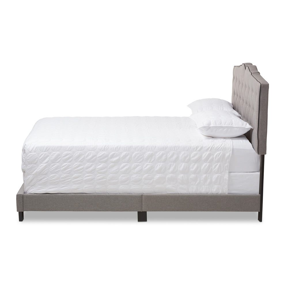 Baxton Studio - Vivienne Queen Size Bed in Light Grey - CF8747-P-Light Grey-Queen view 2