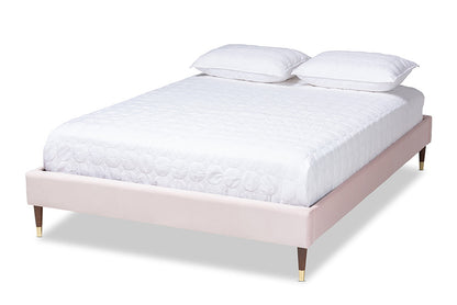 Baxton Studio - Volden Full Size Bed - BBT6598A1-Light Pink-Full view 1