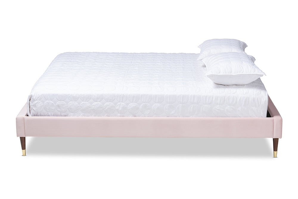 Baxton Studio - Volden Full Size Bed - BBT6598A1-Light Pink-Full view 2