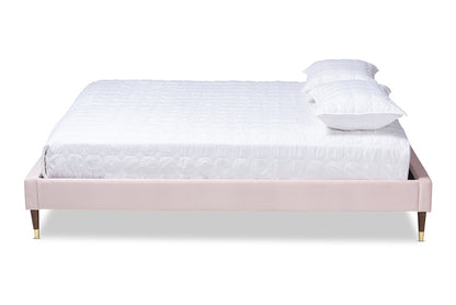 Baxton Studio - Volden Full Size Bed - BBT6598A1-Light Pink-Full view 2