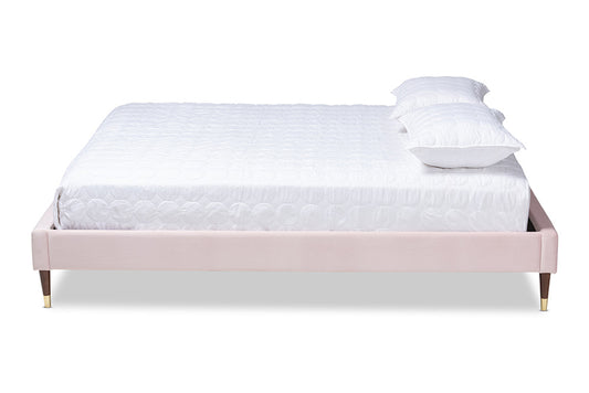 Baxton Studio - Volden Full Size Bed - BBT6598A1-Light Pink-Full view 2