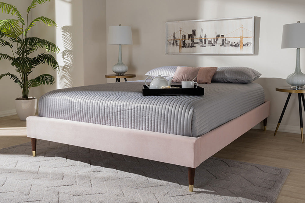Baxton Studio - Volden Full Size Bed - BBT6598A1-Light Pink-Full view 5