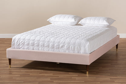Baxton Studio - Volden Full Size Bed - BBT6598A1-Light Pink-Full view 6